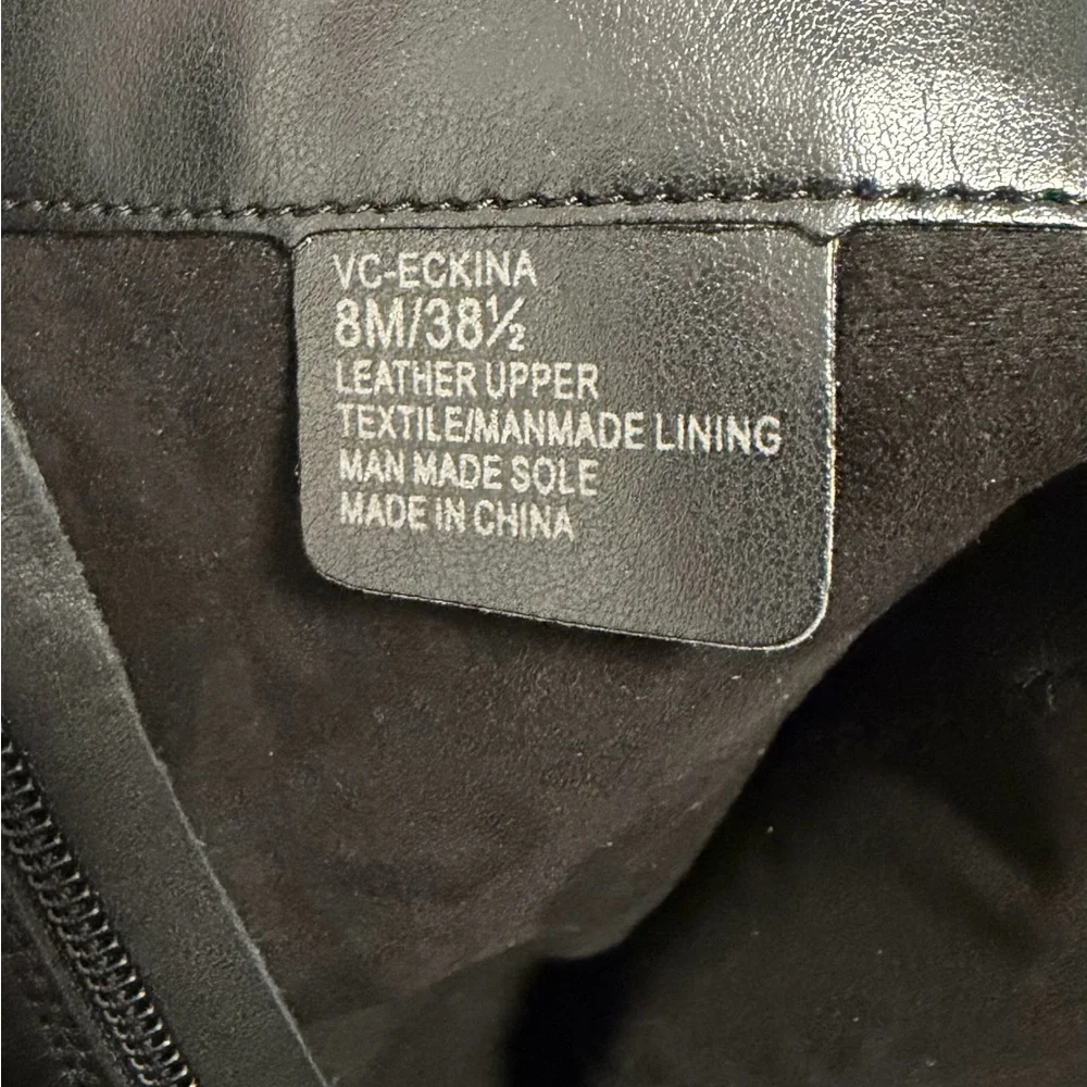 Sleek Black Leather Heeled Boots Vince Camuto Eckina Knee High Boot size 8 - Picture 7 of 7